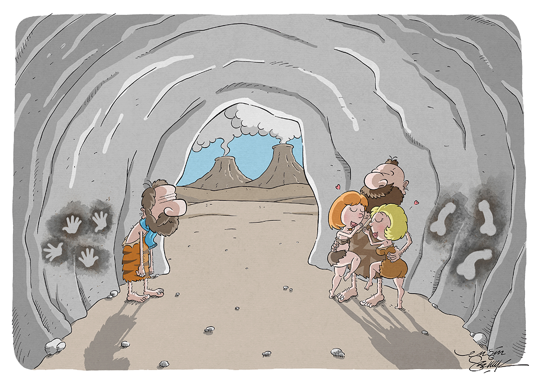 Caveman Stone Age - T-Shirt by Engin Selcuk