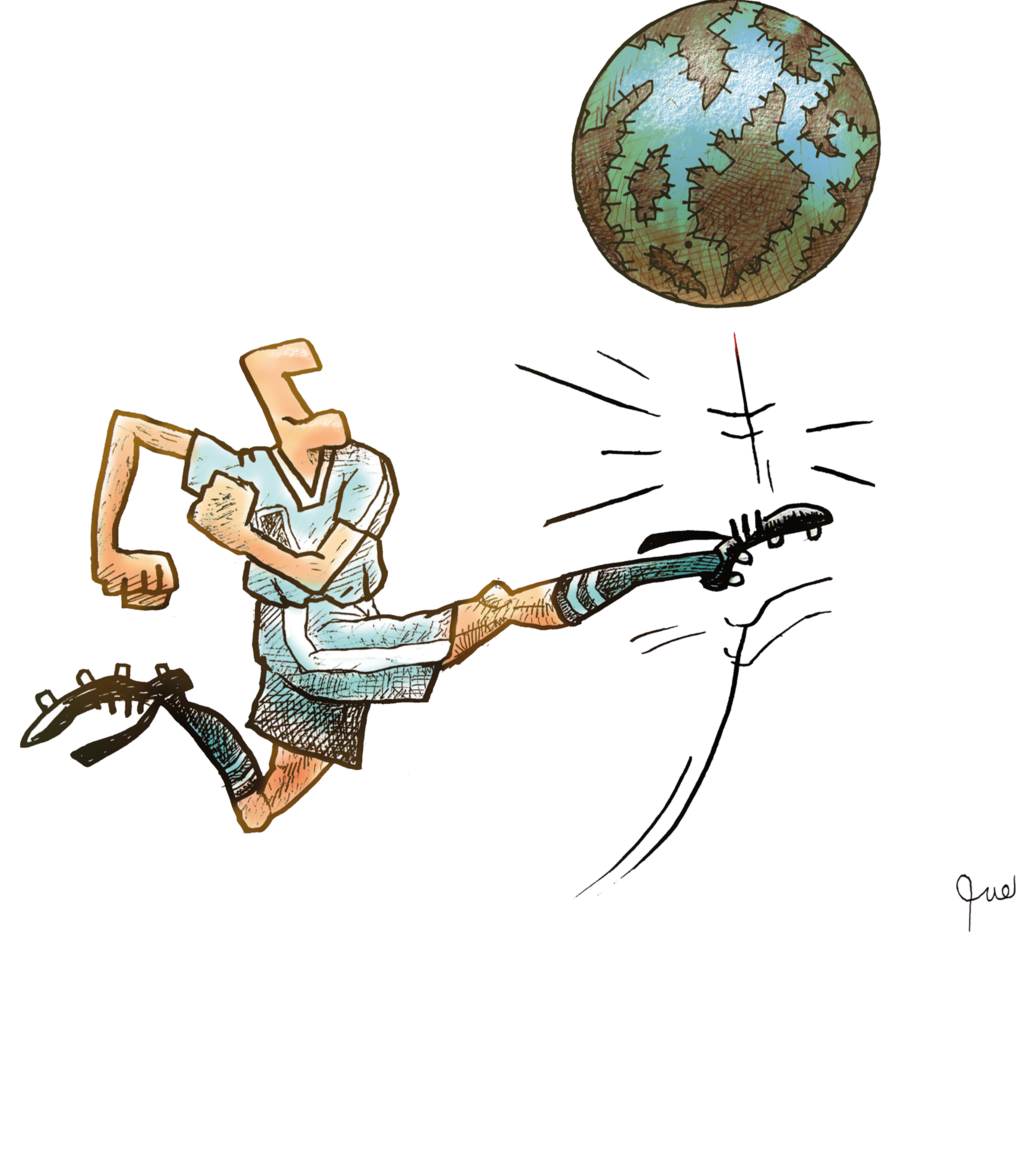 Earth & Soccer- T-Shirt by Hossein Naghib