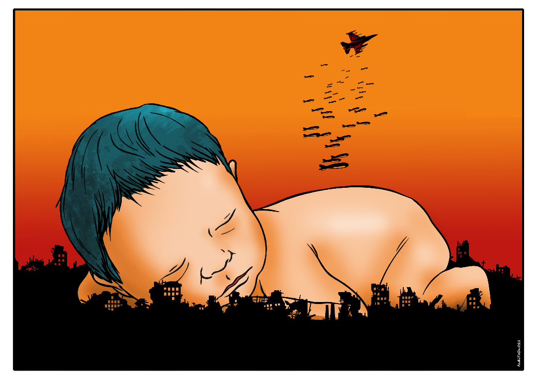 Children under attack- Mug by Fadi  "FadiToon" Abou Hassan